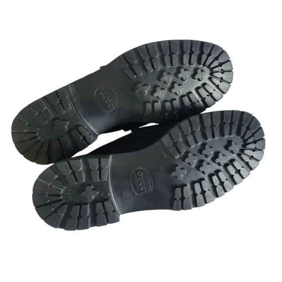 GUCCI 016343 Sylke Black Suede Horsebit Chunky Lug Sole Slip-On Loafers Men's 8½ - Picture 12 of 14